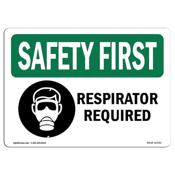 OSHA Sign, Respirator Required, 24in X 18in Peel And Stick Wall Graphic, 24" W, 18" H, Landscape